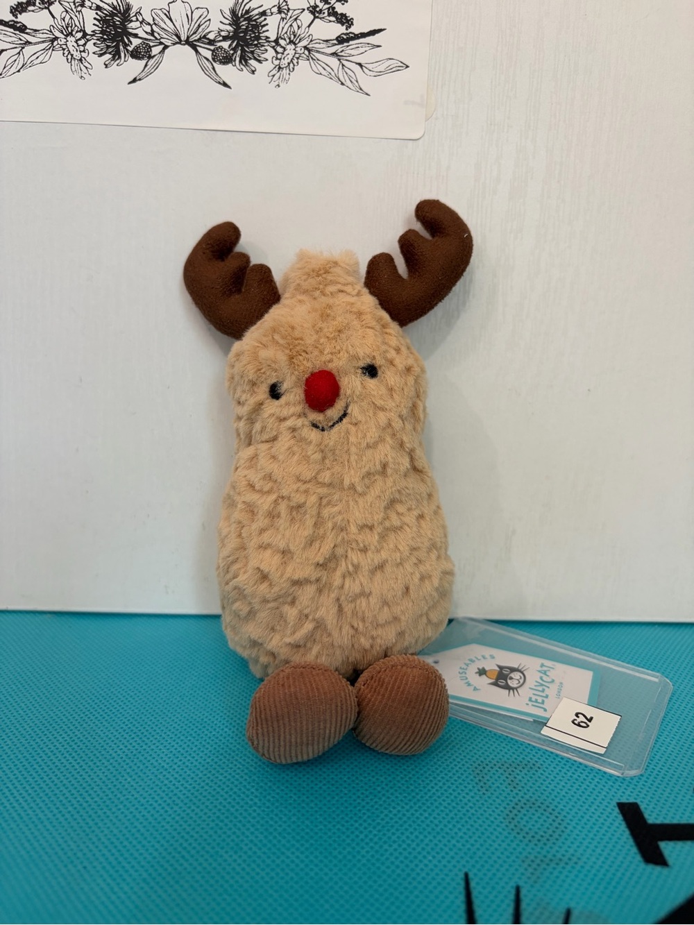 #62 Authentic Jellycat Small Amuseable Peanut Reindeer NWT - Retired & Rare